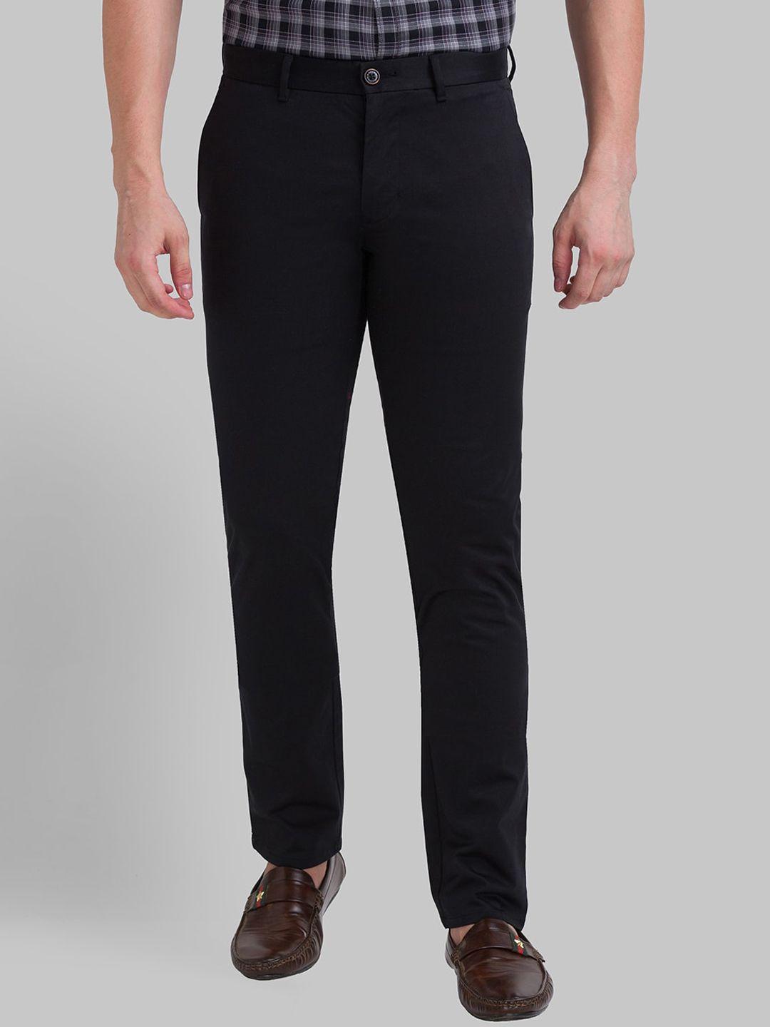 parx men black tapered fit trousers