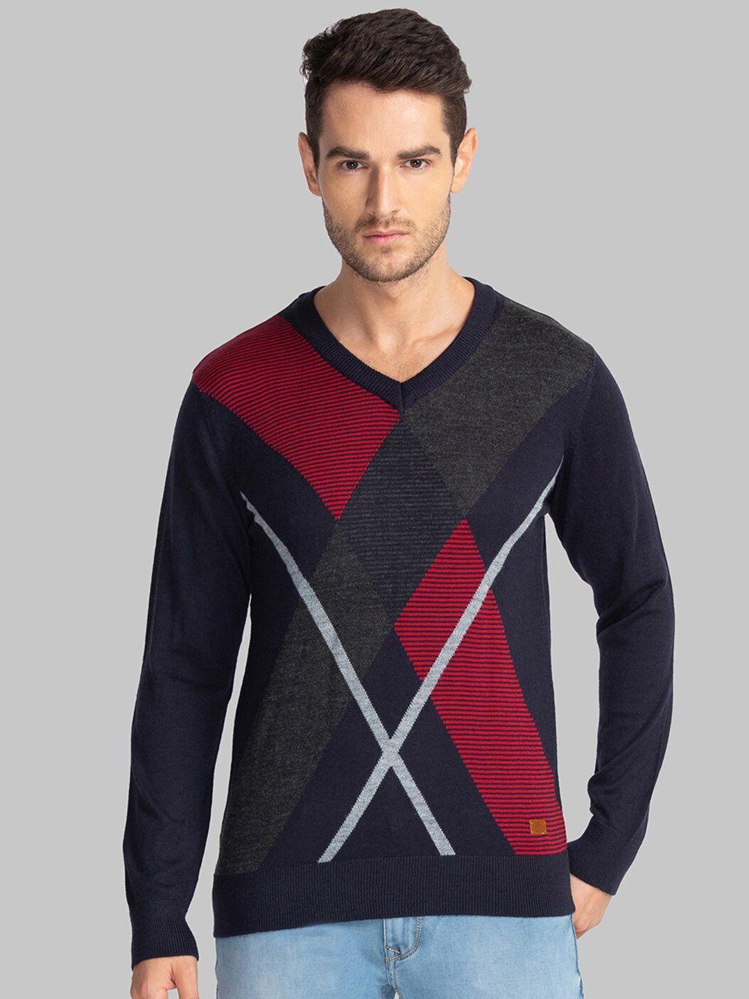 parx men blue & red printed pullover