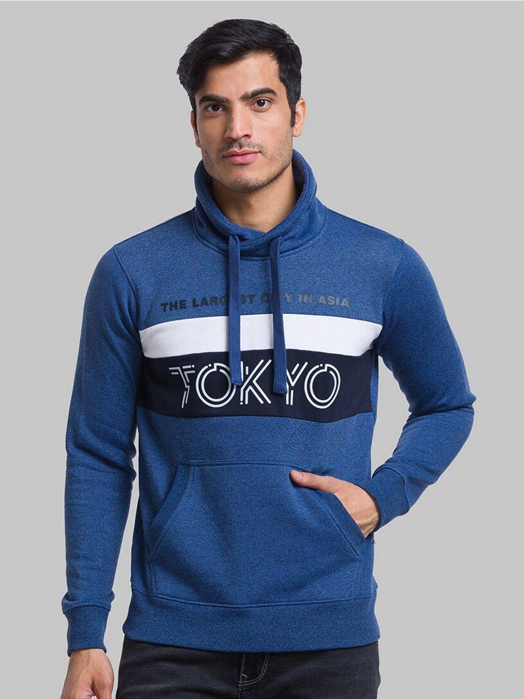 parx men blue colourblocked sweatshirt