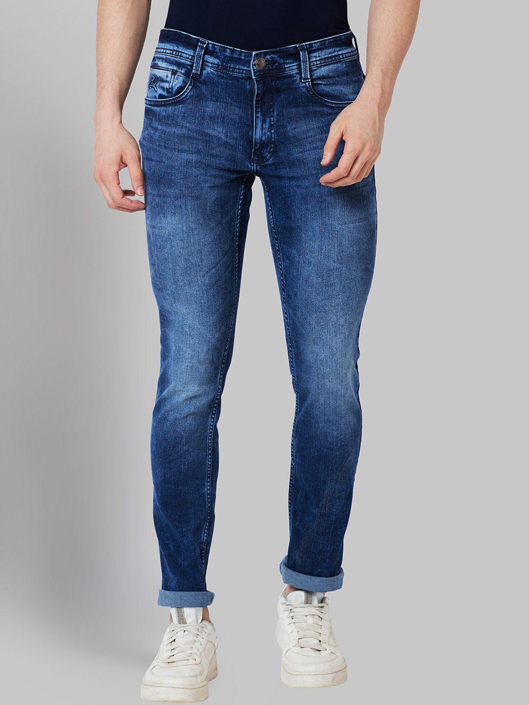parx men blue slim fit low-rise clean look heavy fade jeans