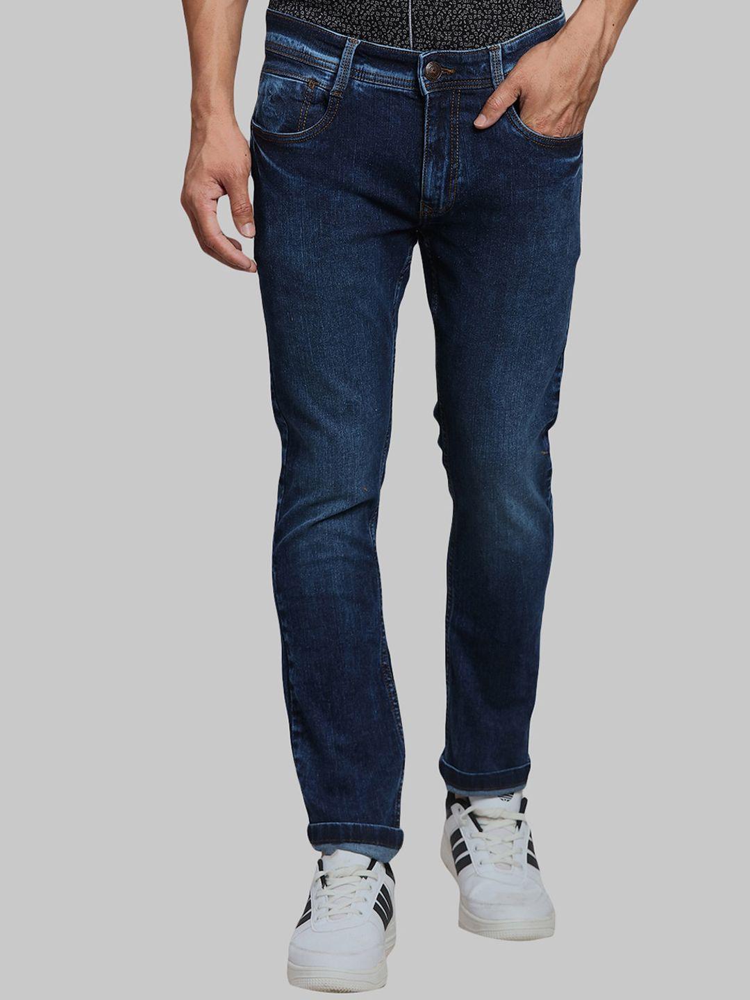 parx men blue slim fit low-rise heavy fade jeans