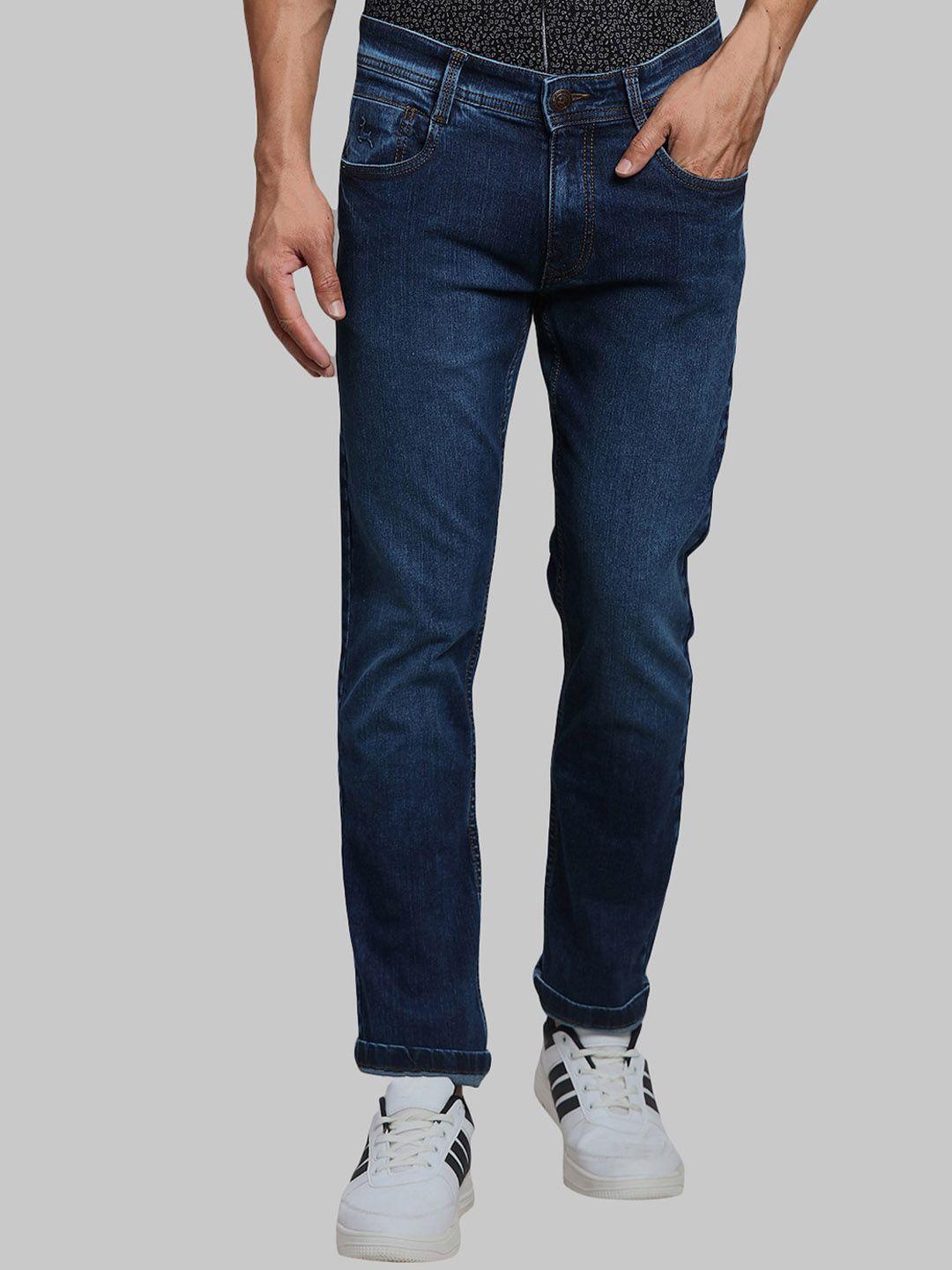 parx men blue slim fit low-rise light fade jeans