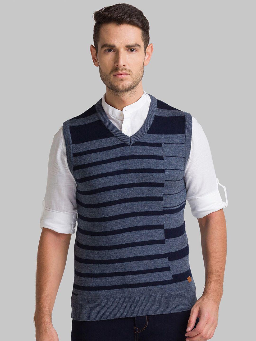 parx men blue striped sweater vest