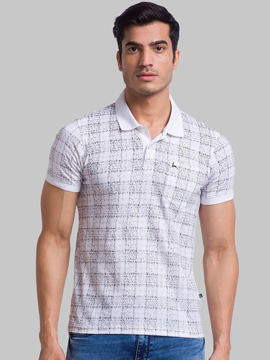 parx men checked polo collar cotton t-shirt