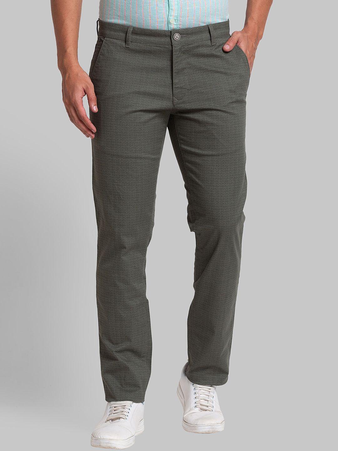 parx men checked tapered fit trousers