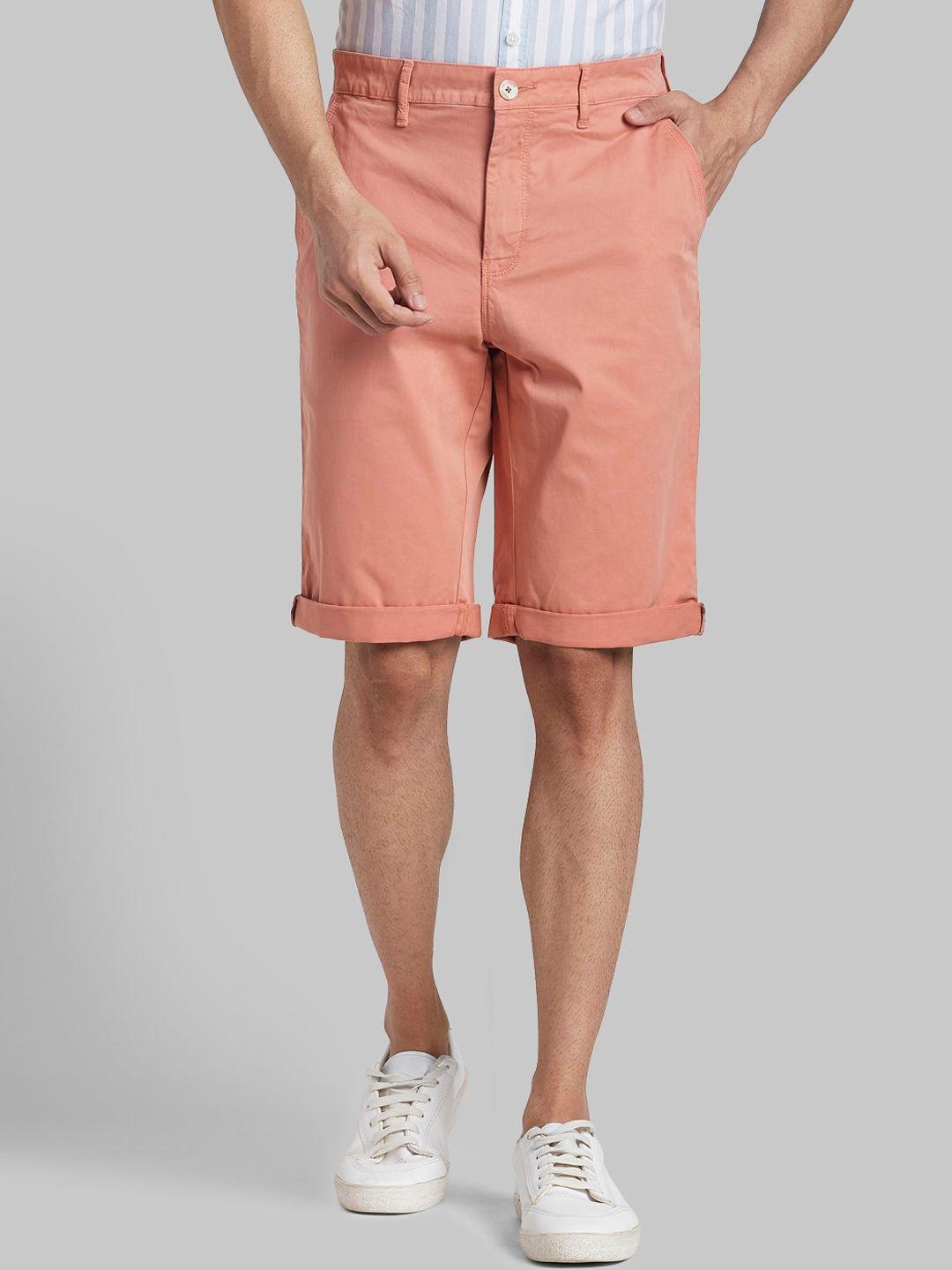 parx men coral solid regular fit cotton shorts