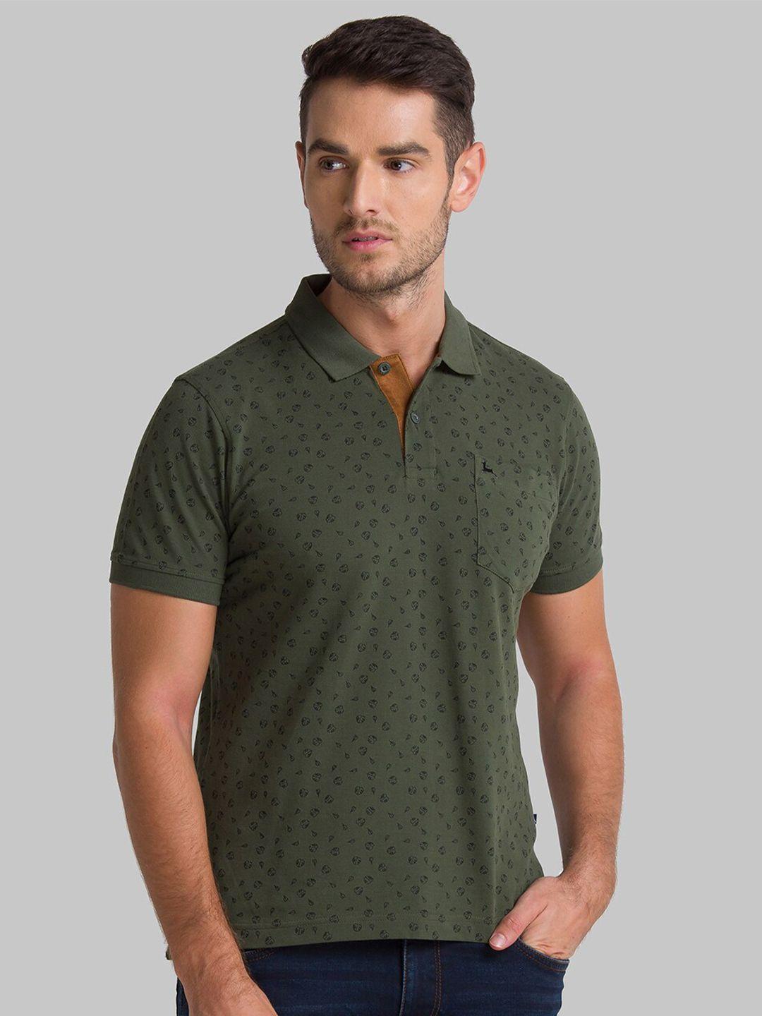 parx men green polo collar pockets t-shirt