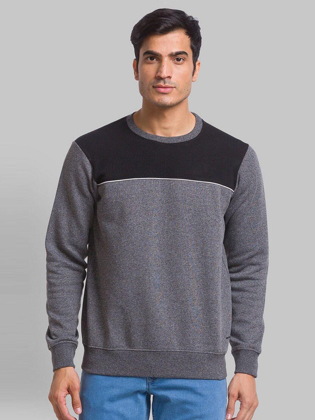 parx men grey colourblocked sweatshirt