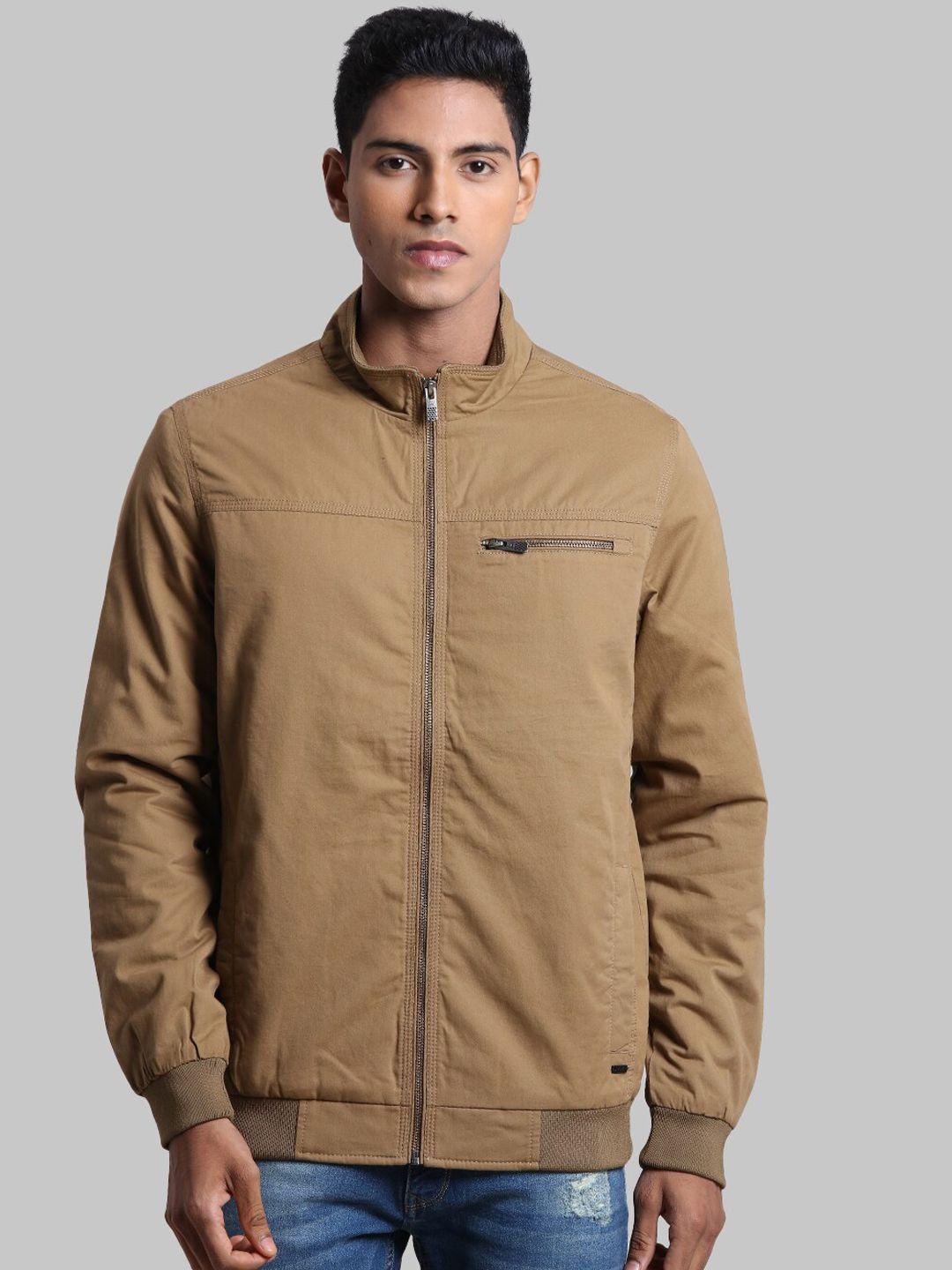 parx men khaki stand collar puffer jacket