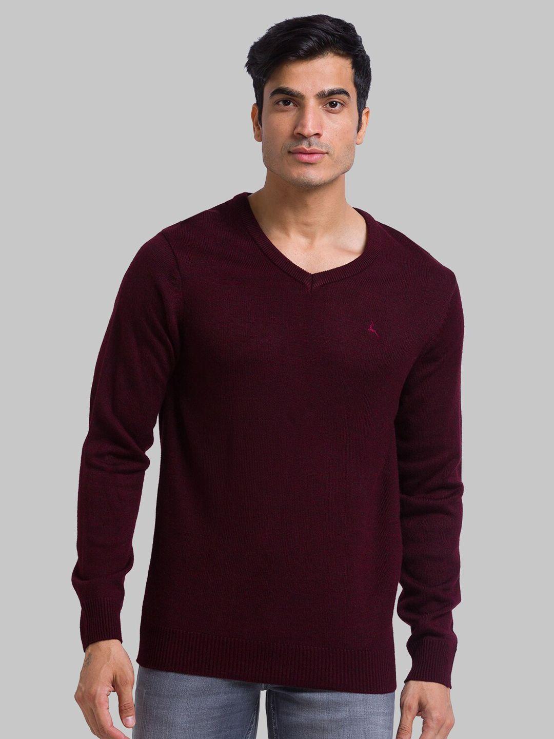 parx men maroon ribbed pullover