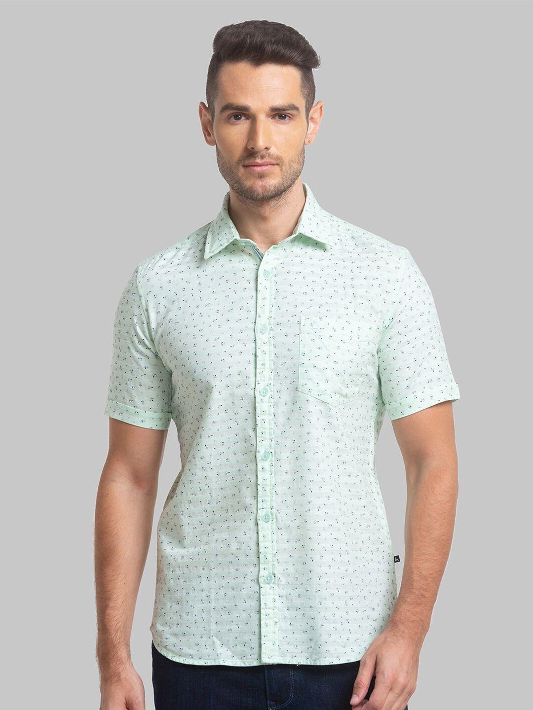 parx men micro ditsy printed slim fit casual cotton shirt