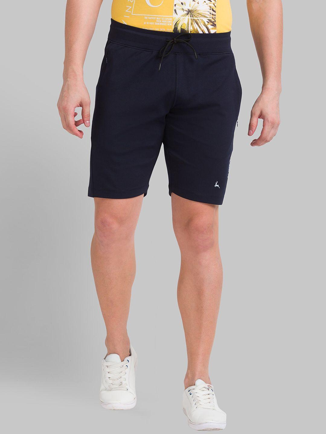 parx men navy blue solid shorts