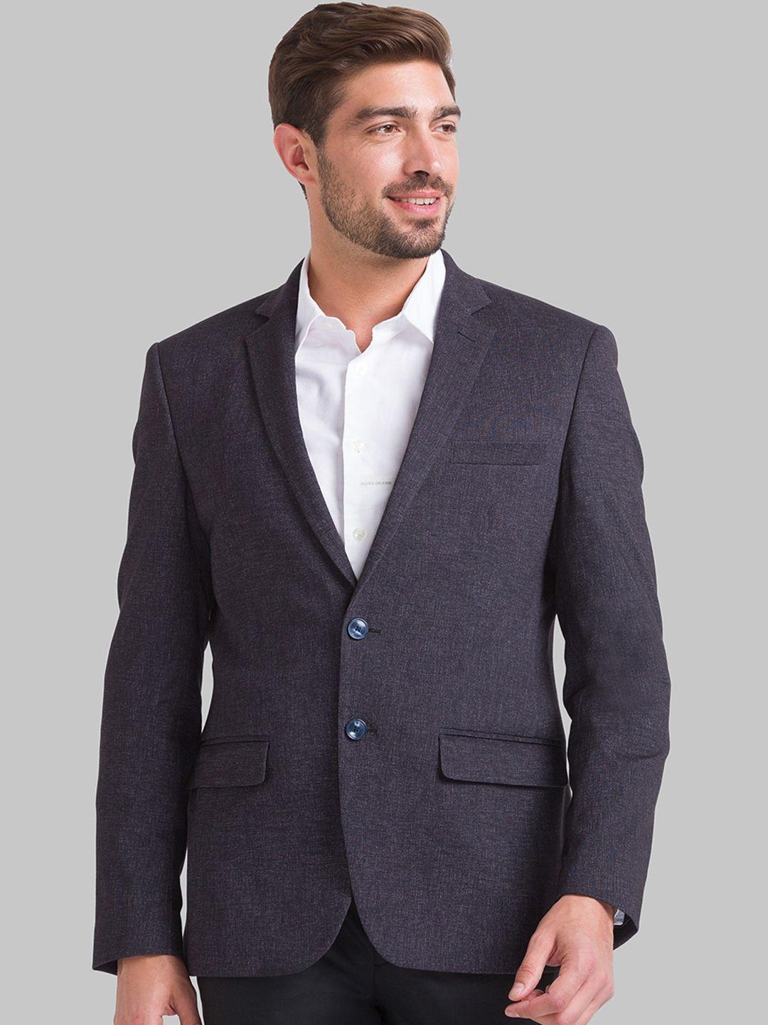 parx men navy blue solid single breasted blazer