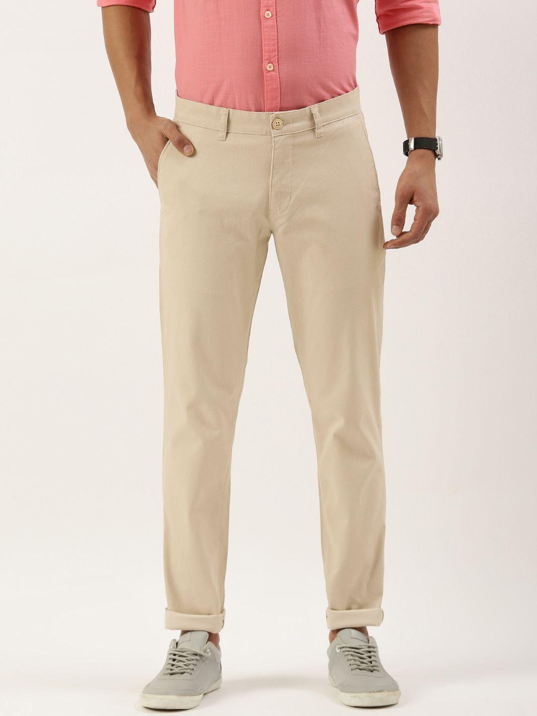 parx men printed tapered fit low-rise chinos trousers