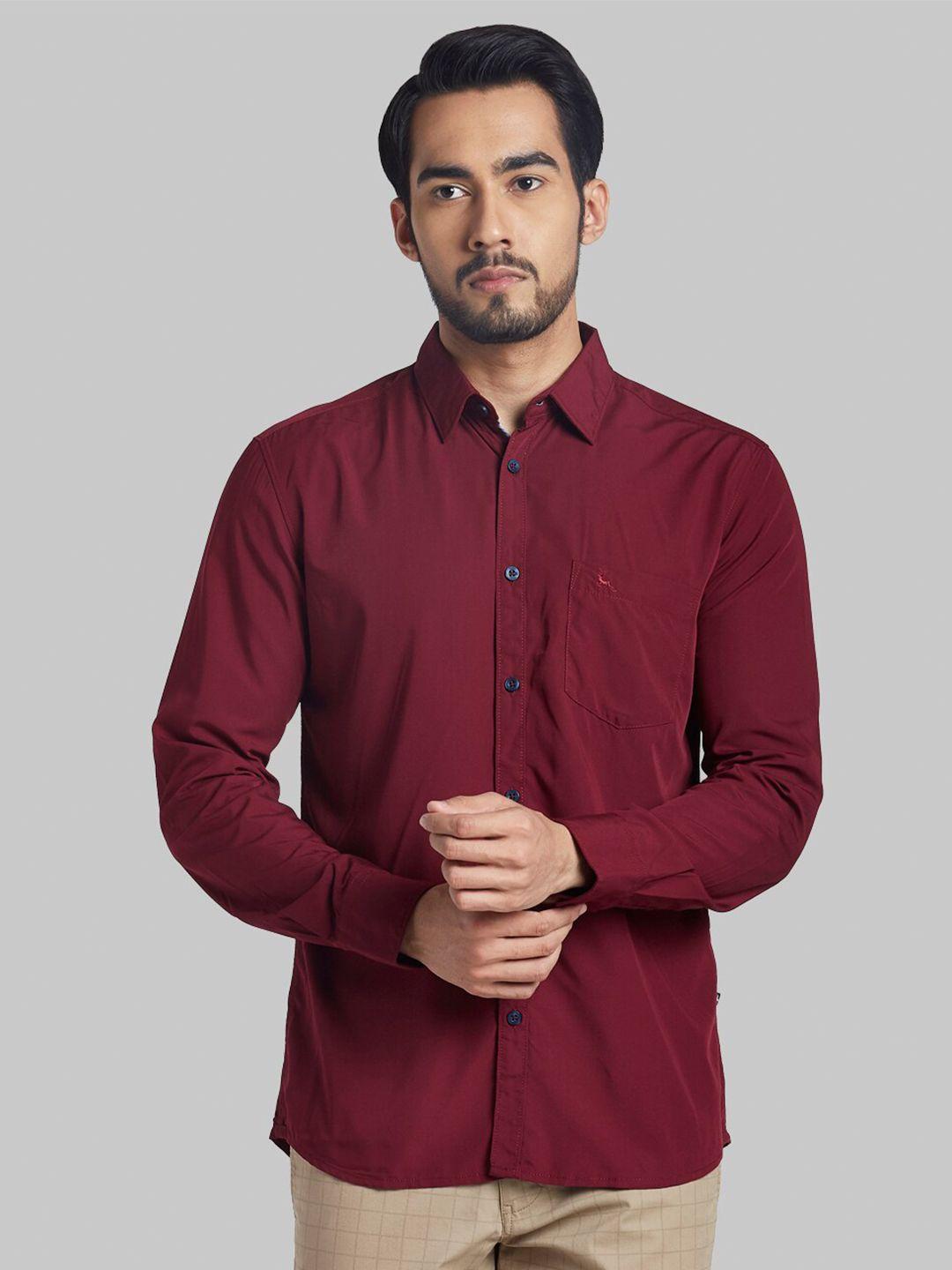 parx men red slim fit casual shirt