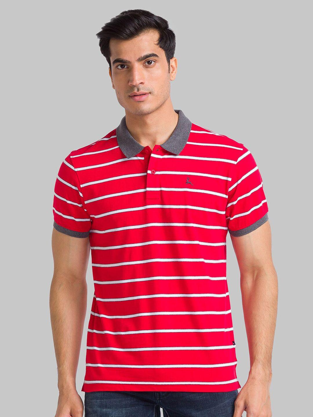 parx men red striped polo collar t-shirt