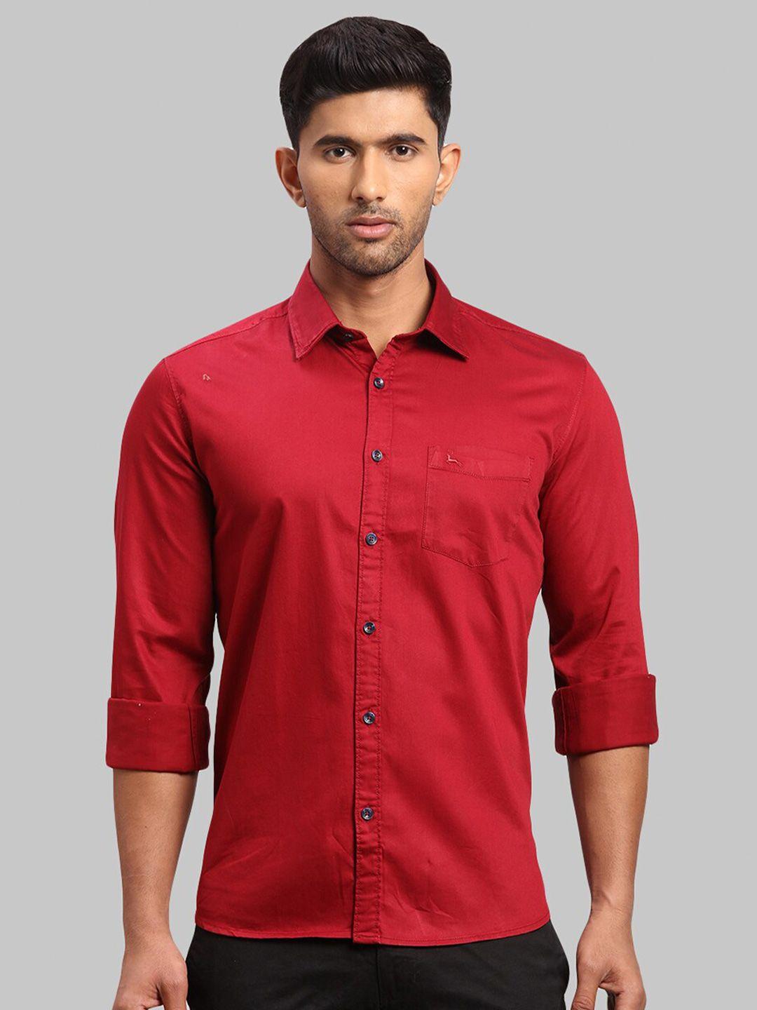 parx men slim fit cotton casual shirt