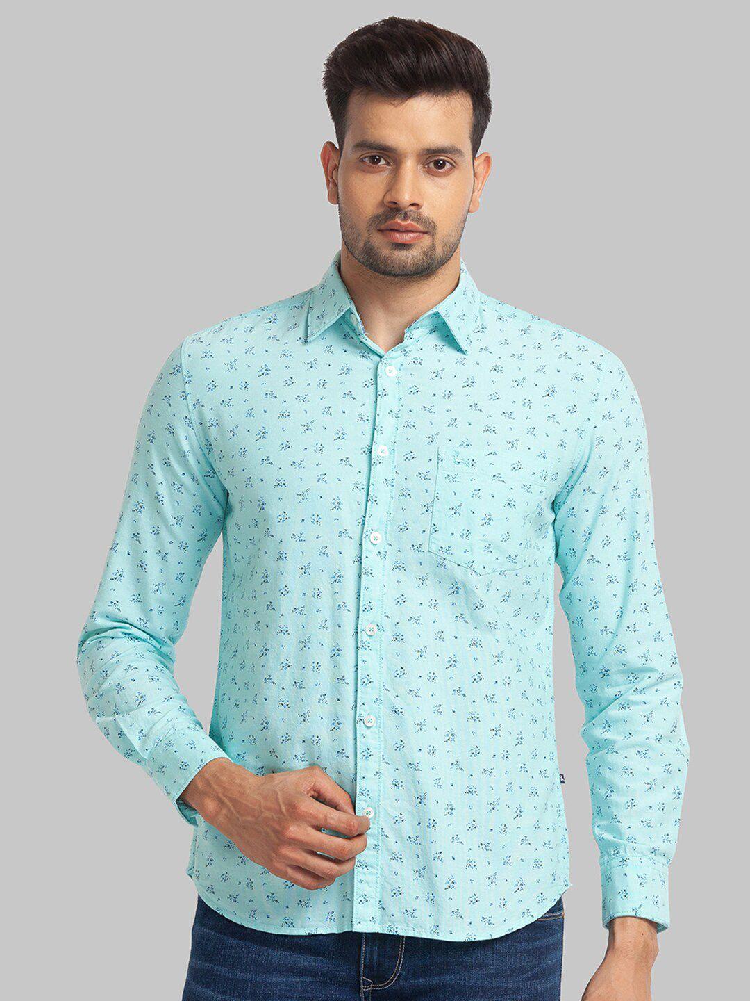 parx men slim fit floral printed cotton casual shirt