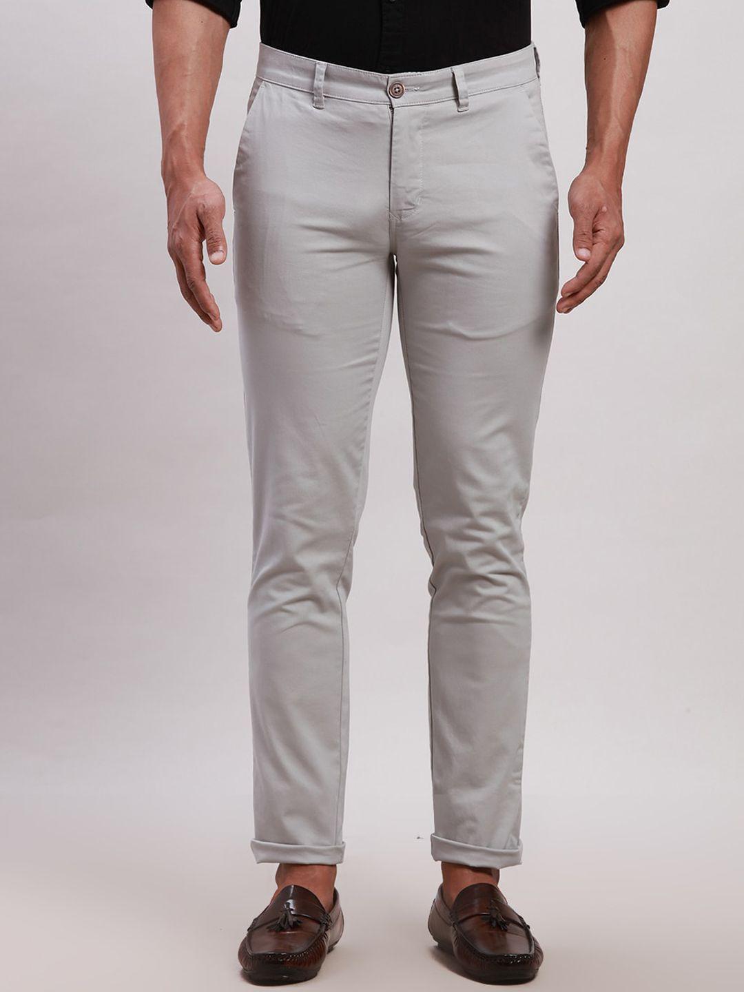 parx men slim fit mid-rise cotton casual trouser