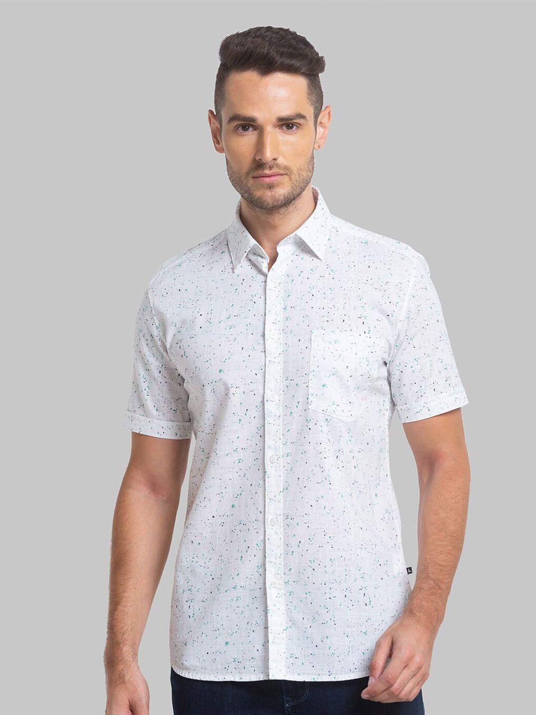 parx men slim fit printed casual cotton shirt
