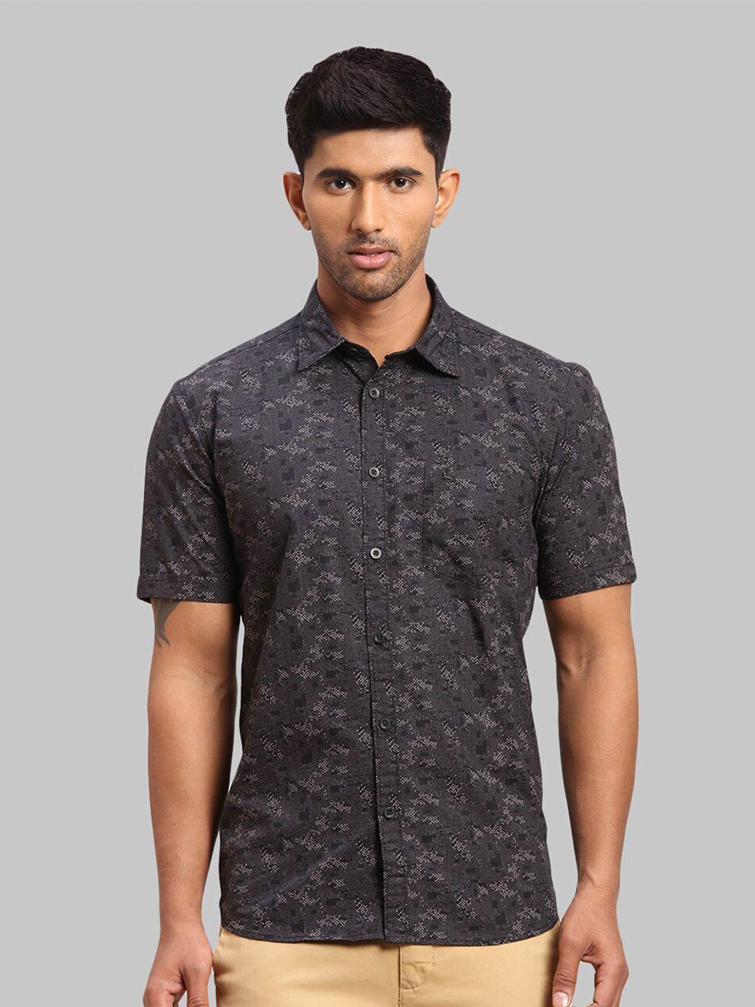 parx men slim fit printed cotton casual shirt