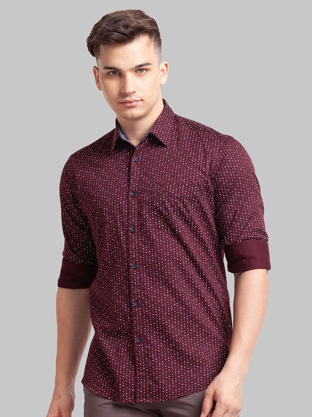 parx men slim fit printed cotton casual shirt