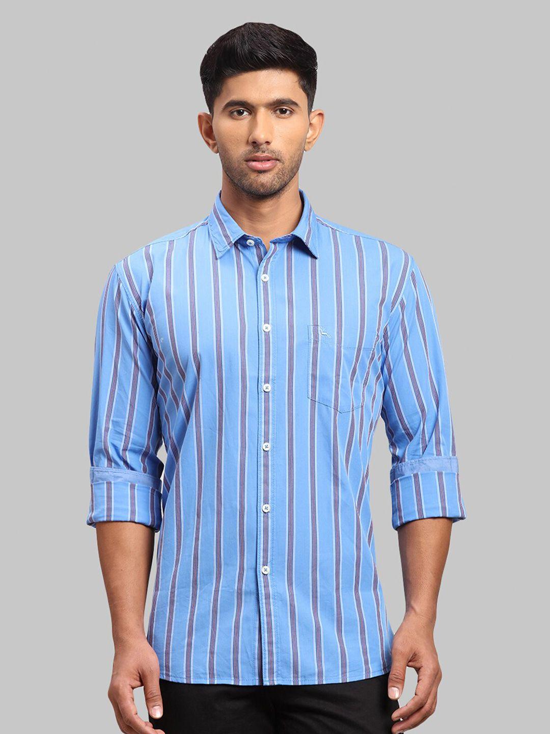 parx men slim fit striped cotton casual shirt