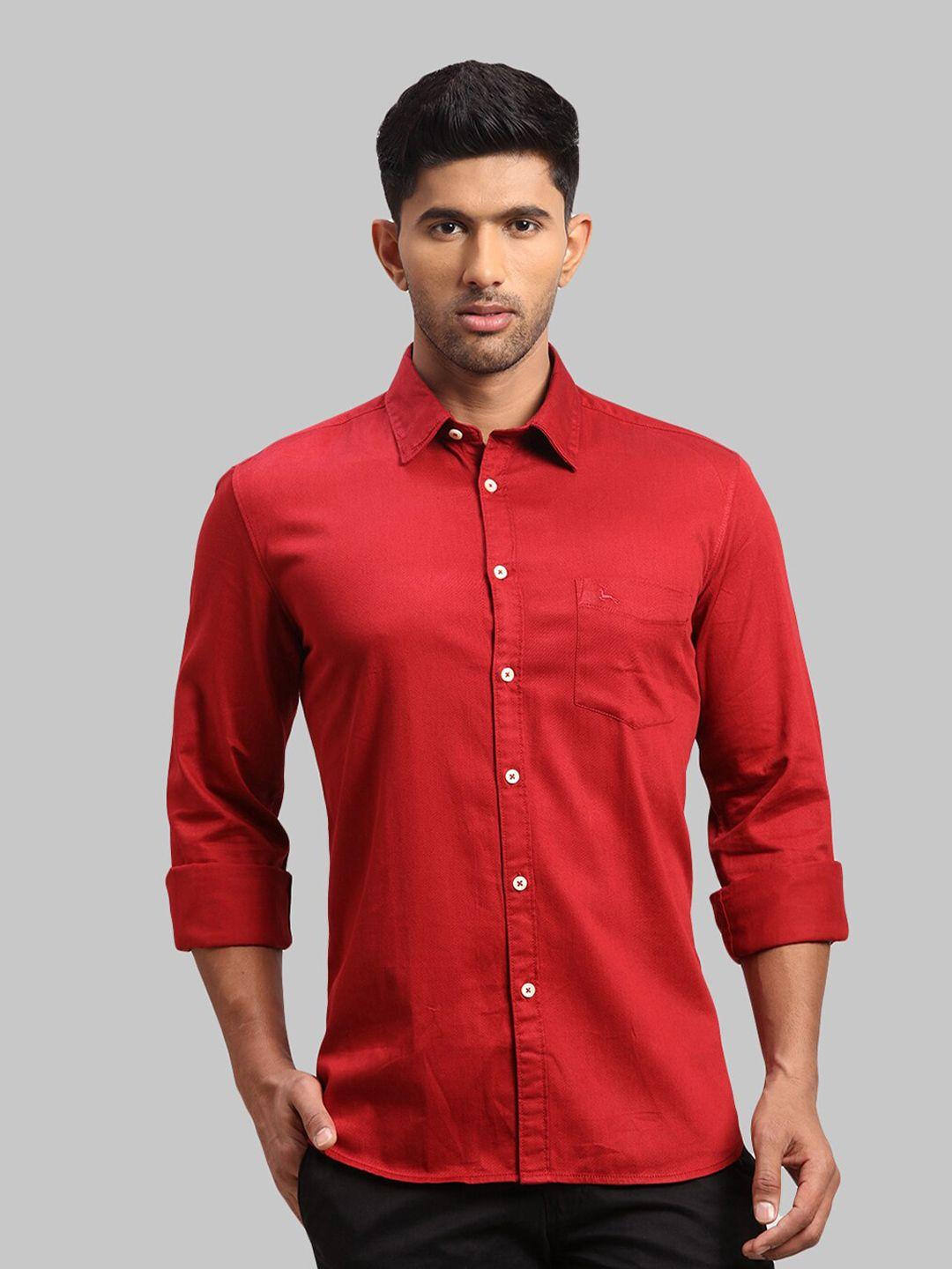 parx men solid cotton slim fit casual shirt