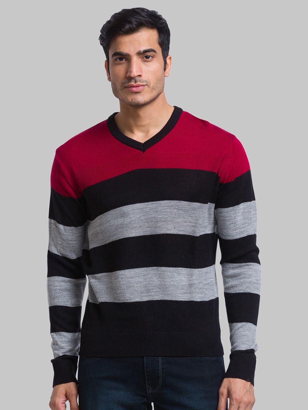 parx men v-neck colourblocked acrylic pullover