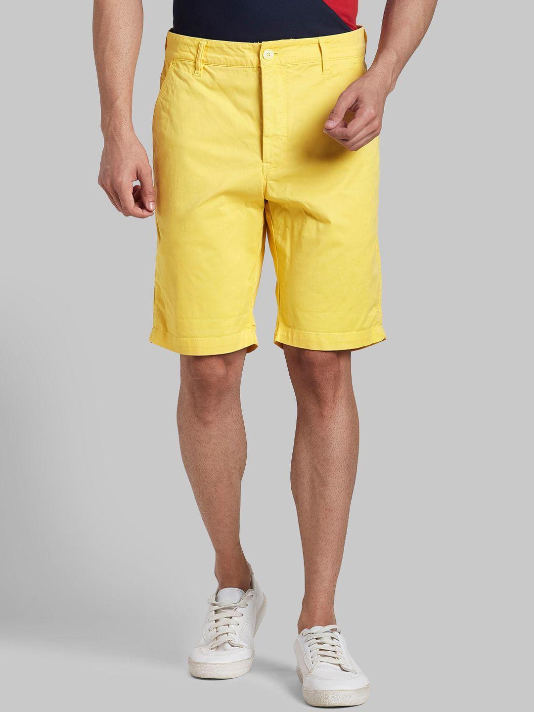 parx men yellow cotton regular shorts