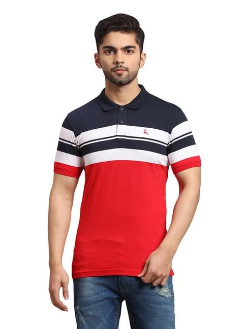 parx multicolor cotton regular fit striped polo t-shirt