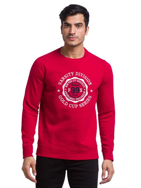 parx red regular fit printed sweatshirts