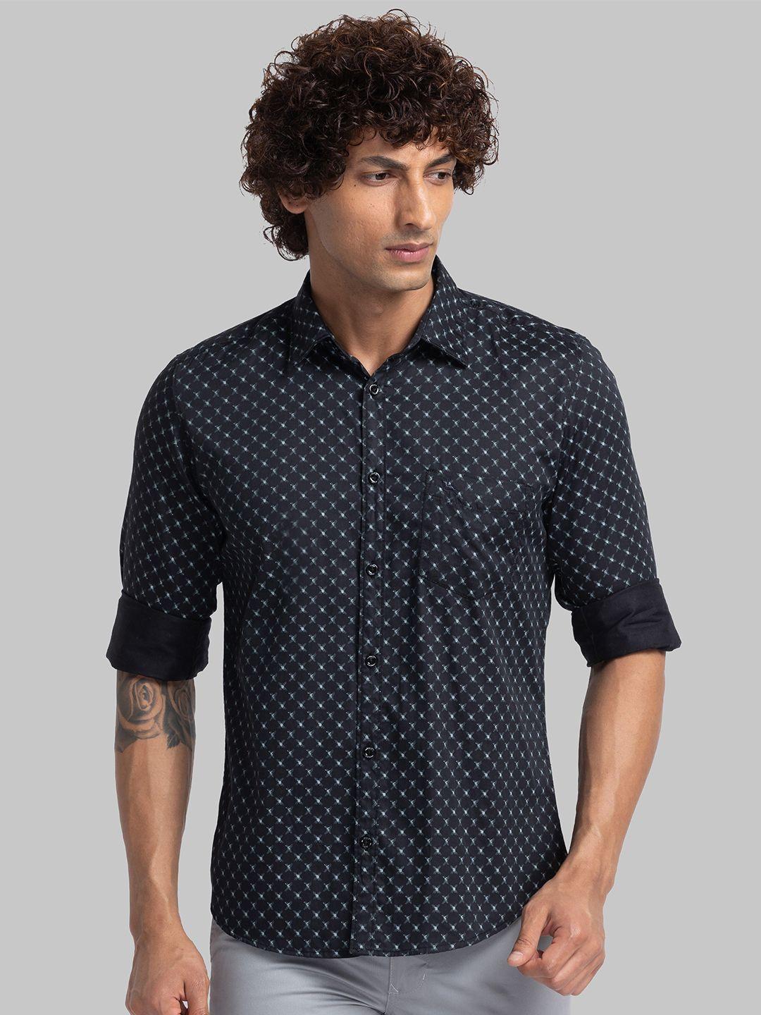 parx slim fit geometric printed casual shirt