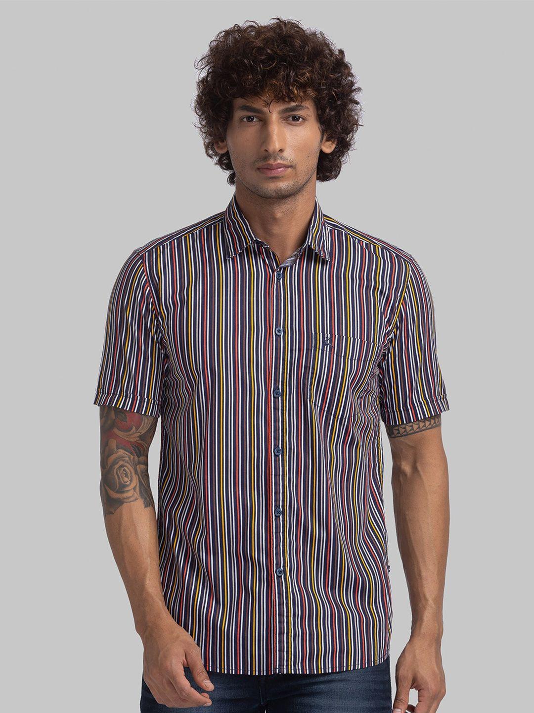 parx slim fit striped formal short sleeves cotton shirt
