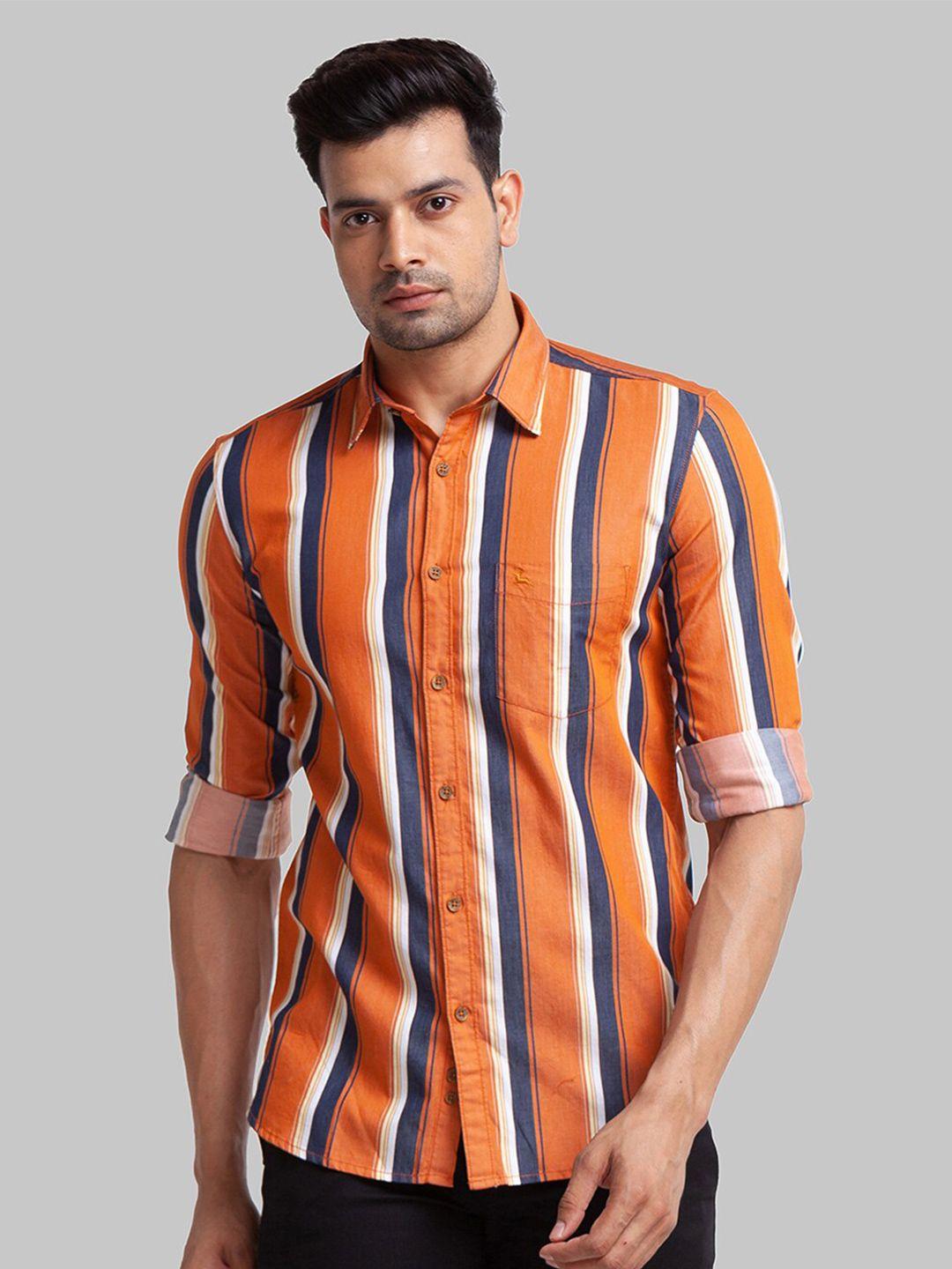 parx slim fit striped pure cotton casual shirt
