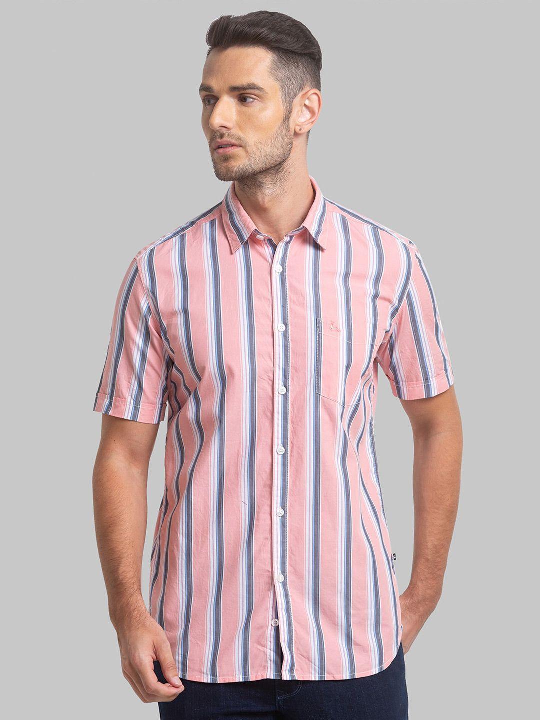 parx slim fit vertical stripes opaque cotton casual shirt