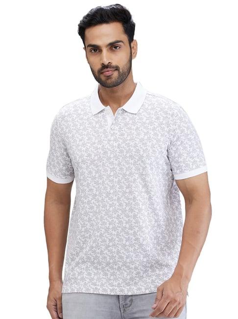 parx white regular fit printed polo t-shirt