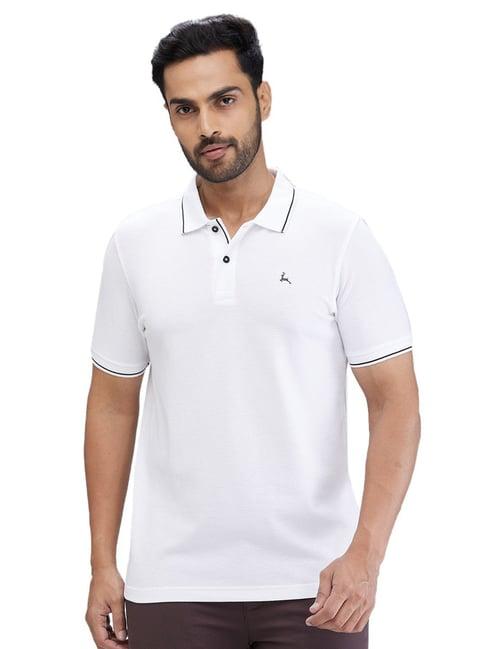 parx white regular fit texture polo t-shirt