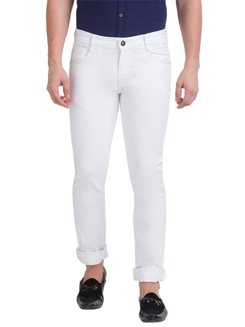 parx white slim fit lightly washed jeans