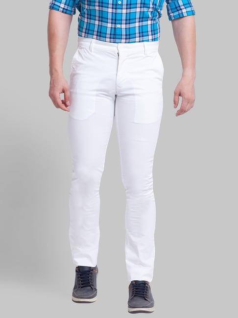 parx white super slim fit trousers