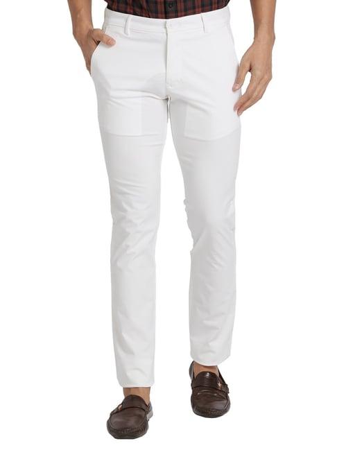 parx white tapered fit trousers