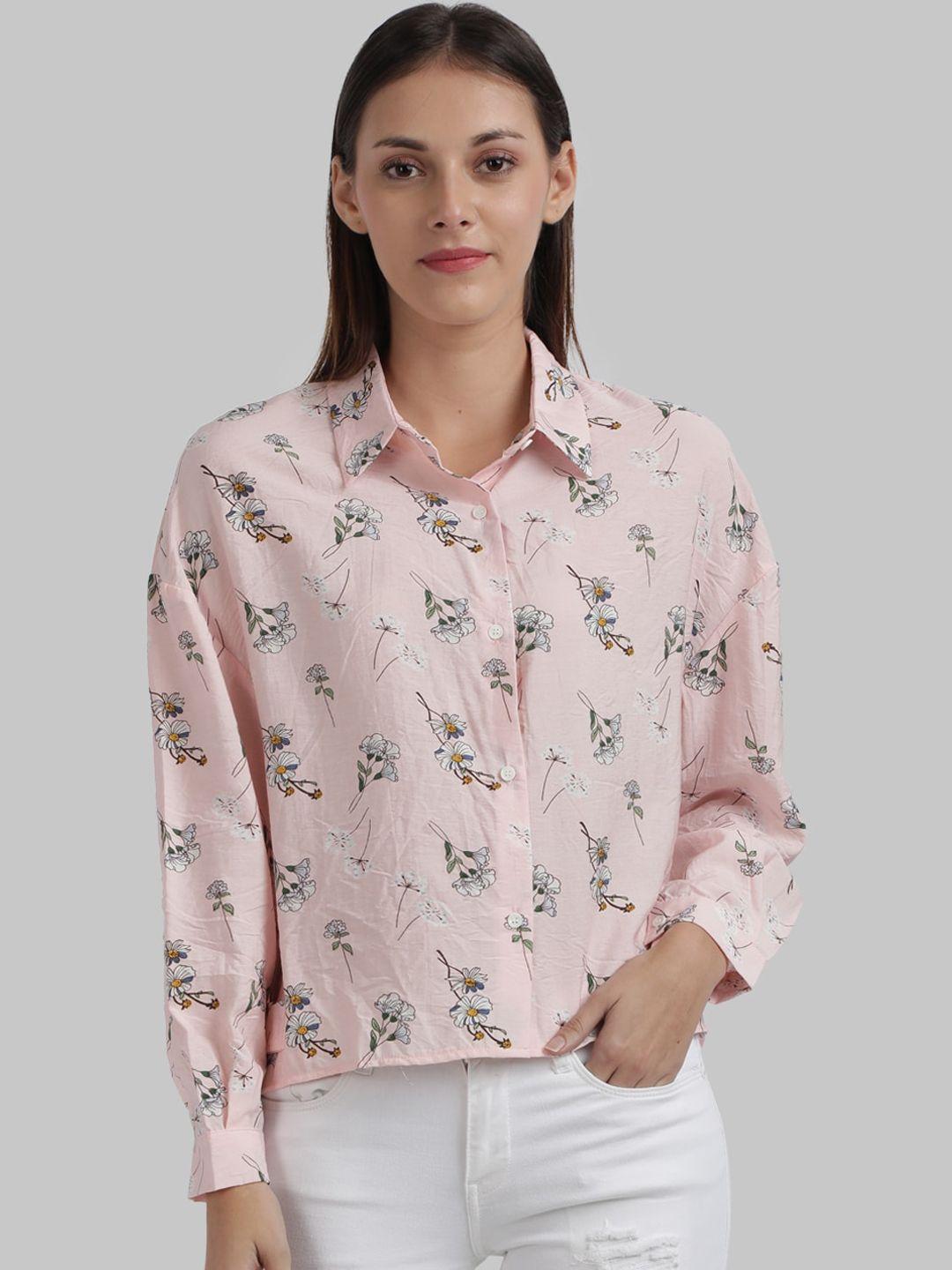 parx women pink floral printed casual shirt