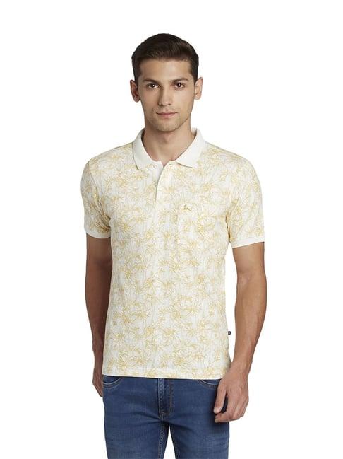 parx yellow & white printed polo t-shirt