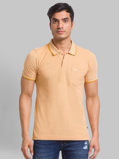 parx yellow cotton regular fit self pattern polo t-shirt