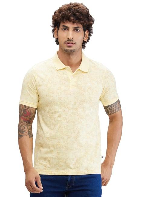 parx yellow regular fit printed polo t-shirt