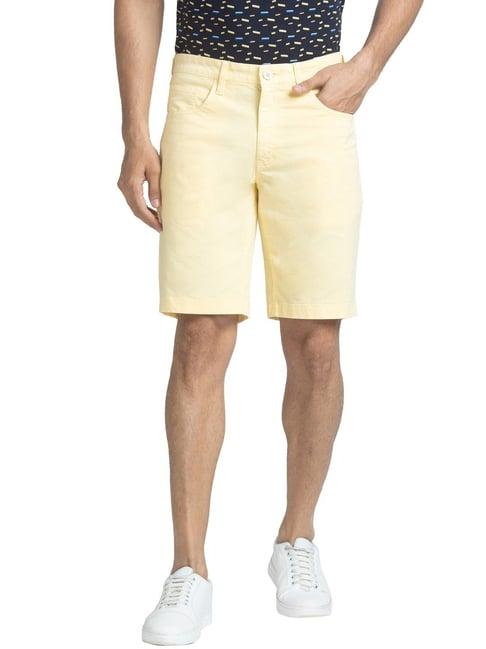 parx yellow regular fit shorts