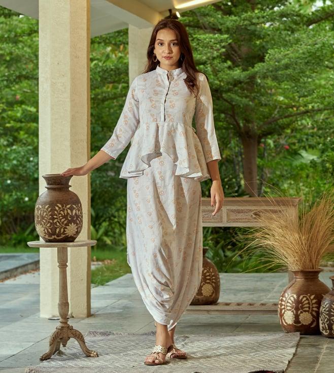 pasha india pale smoke grey amara peplum dhoti jumpsuit