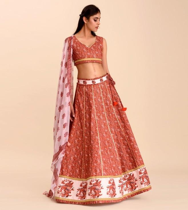 pasha india red inaayat aneri lehenga with blouse and dupatta