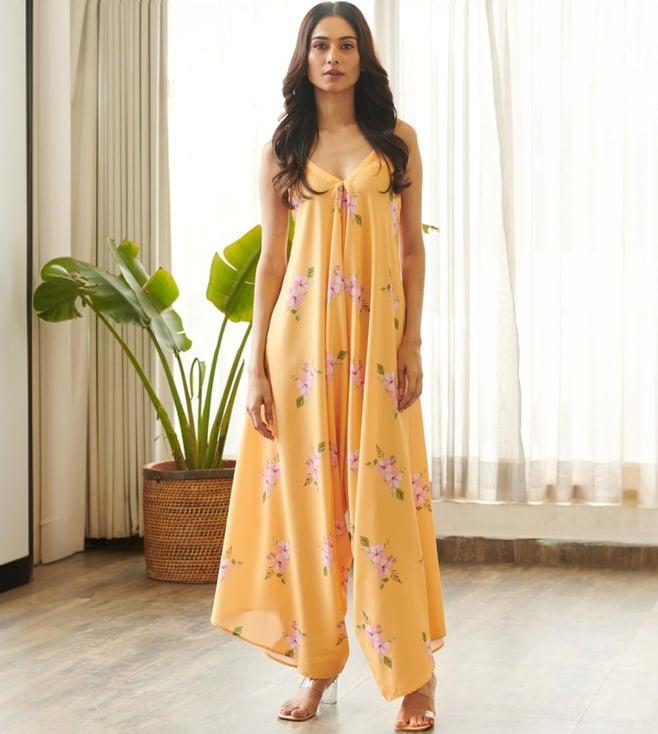 pasha india yellow saiara jasmine palazzo jumpsuit