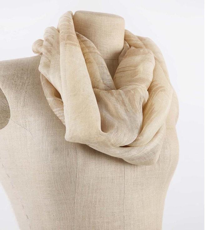 pashma neutral printed silk cashmere scarf